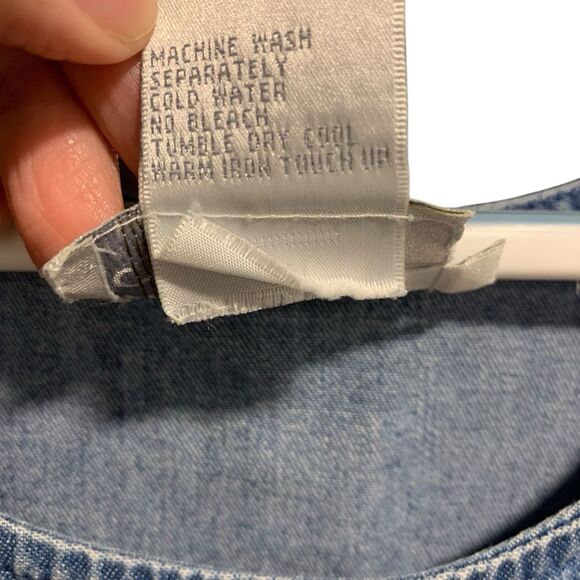 Vintage Countrywear Casuals Womens Maxi Denim Dress Jumper Embroidered Flowers M - Picture 5 of 7